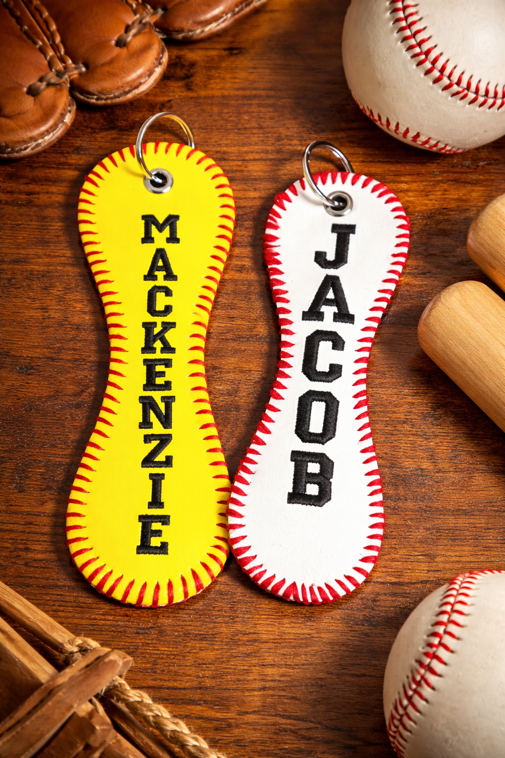 Personalized Embroidered Baseball or Softball Bag Tag | Keychain