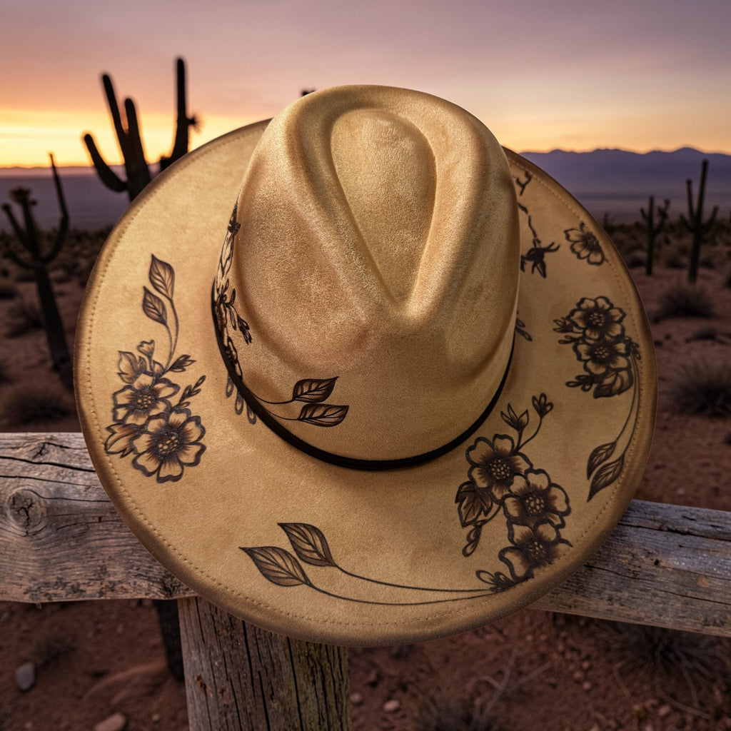 Wild Wrangler - Burned Wide Brim Fedora