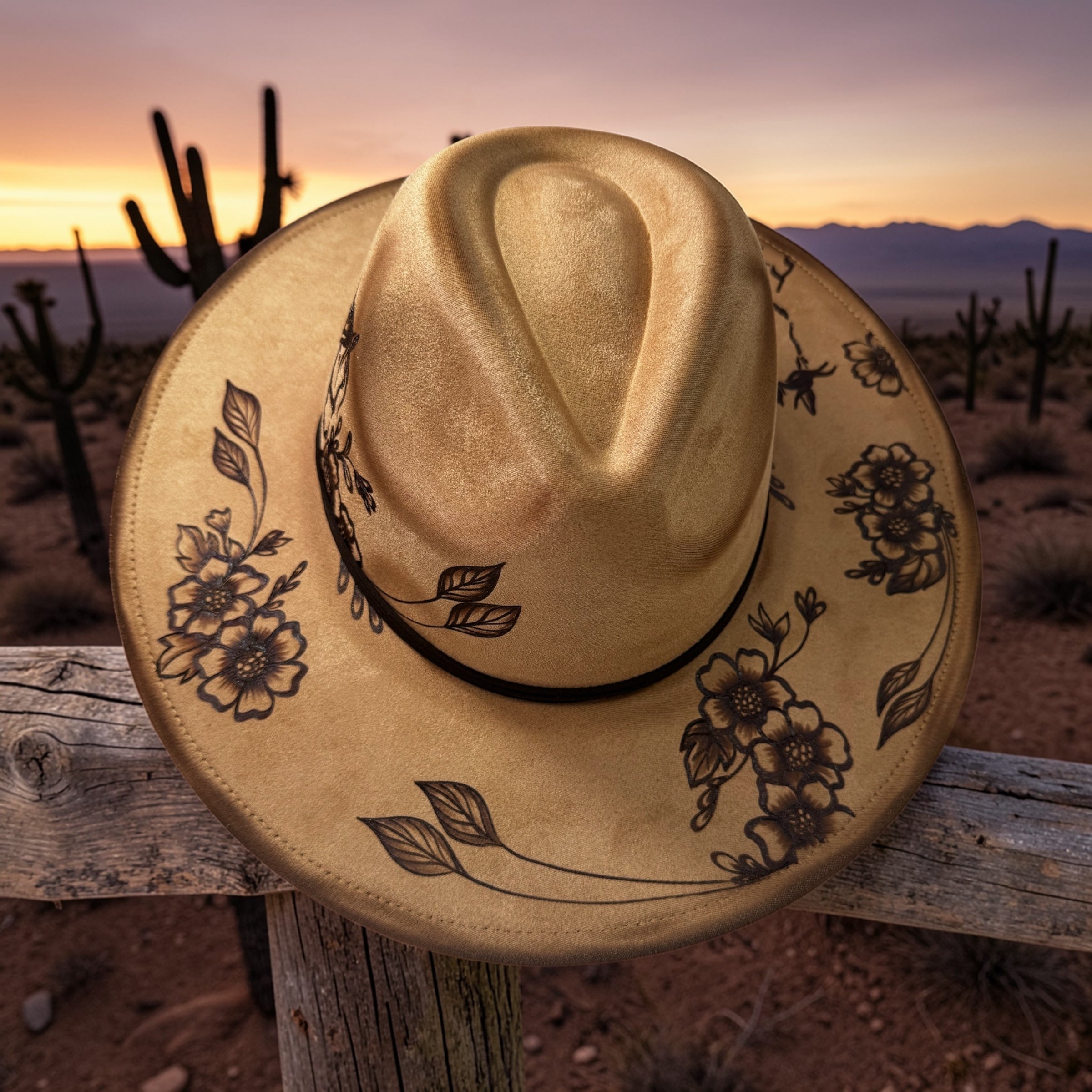 Wild Wrangler - Burned Wide Brim Fedora