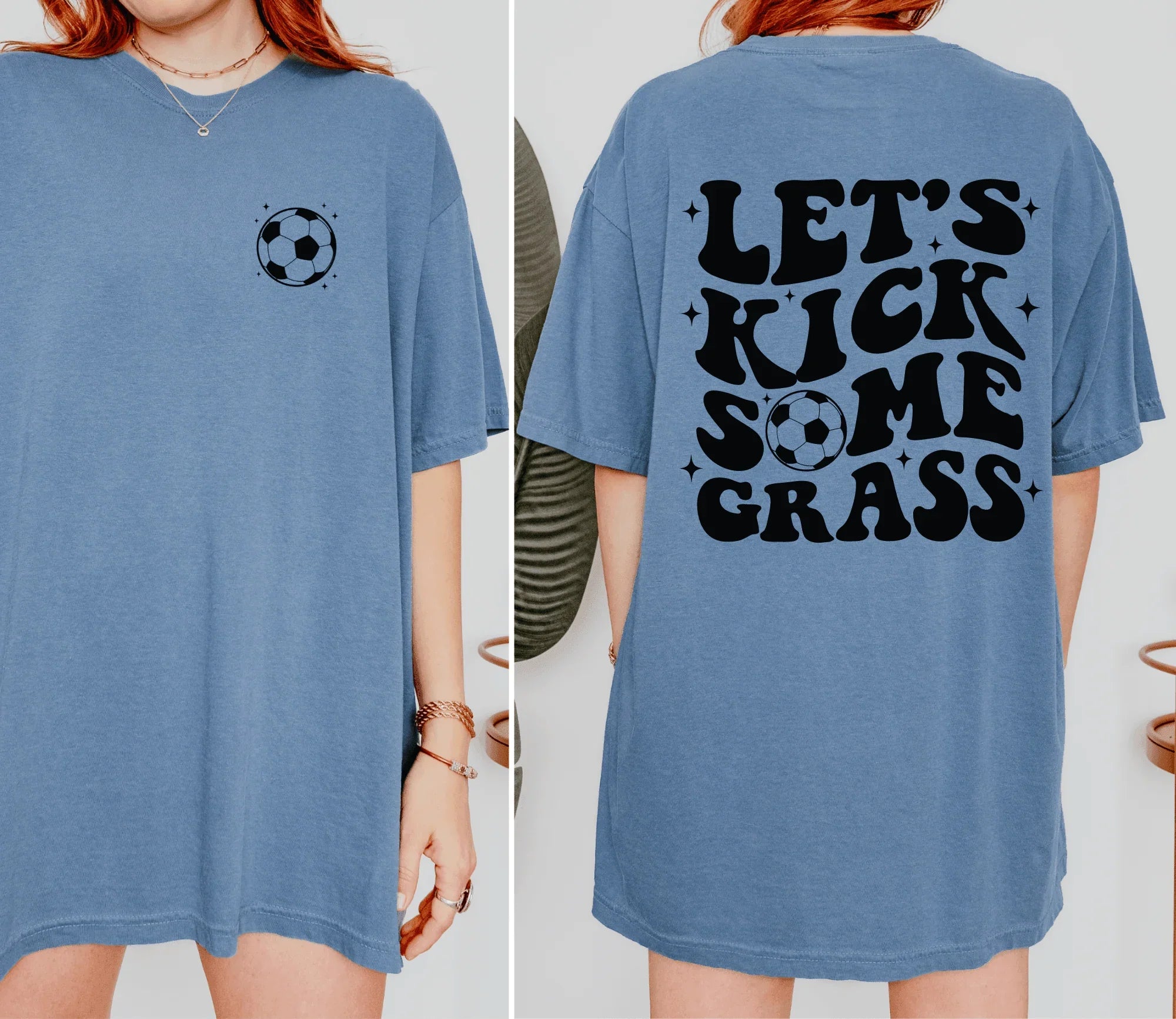Let’s Kick Some Grass Soccer T-Shirt | Funny Soccer Graphic Tee | Game Day Shirt | Sports Mom Shirt | Soccer Player Shirt